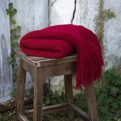 INTEX DECO Plaid Maille à Franges 125 X 150 Cm Rouge - Rouge