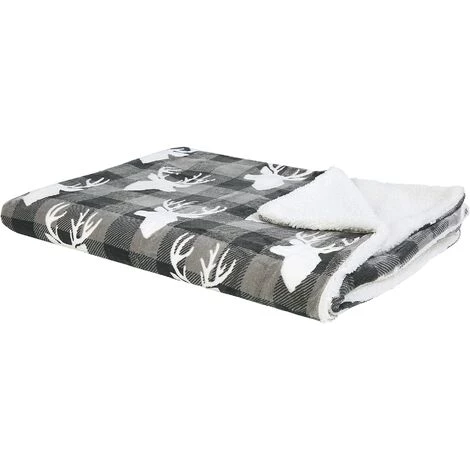 BELIANI Couverture En Polyester Gris 200x150cm - Gris 3 BELIANI Couverture En Polyester Gris 200x150cm - Gris