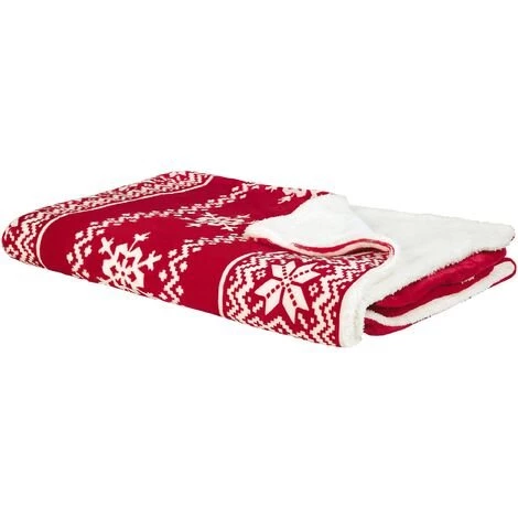 BELIANI Couverture En Polyester Rouge 200x150cm - Rouge 3 BELIANI Couverture En Polyester Rouge 200x150cm - Rouge