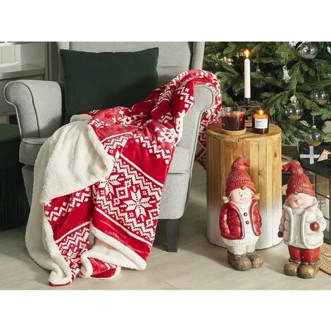 BELIANI Couverture En Polyester Rouge 200x150cm - Rouge 4 BELIANI Couverture En Polyester Rouge 200x150cm - Rouge – Image 2