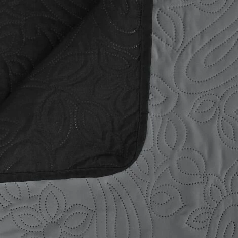LITZEE Couvre-lit à Double Face Matelassé 170 X 210 Cm Gris Et Noir 6 LITZEE Couvre-lit à Double Face Matelassé 170 X 210 Cm Gris Et Noir – Image 4