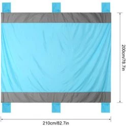ASUPERMALL Tapis De Plage Impermeable Pour Camping En Plein Air, Six Poches 210 * 200Cm, Bleu Ciel + Gris -Plaid et couverture Soldes 27616408 4