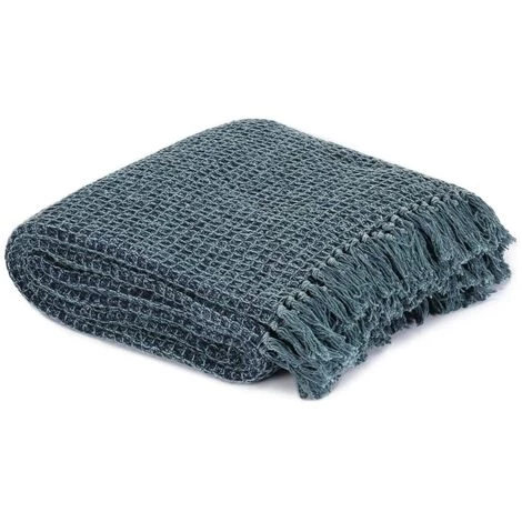 TRUE DEAL Couverture En Coton 125 X 150 Cm Bleu Indigo 4 TRUE DEAL Couverture En Coton 125 X 150 Cm Bleu Indigo – Image 2