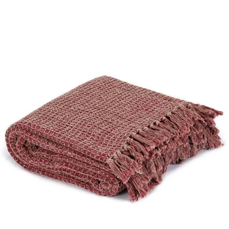 TRUE DEAL Couverture En Coton 125 X 150 Cm Bordeaux 4 TRUE DEAL Couverture En Coton 125 X 150 Cm Bordeaux – Image 2