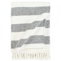 TRUE DEAL Couverture Coton Rayures 160 X 210 Cm Anthracite