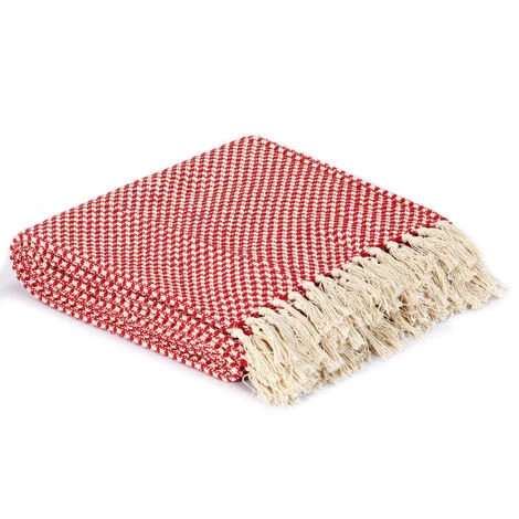 TRUE DEAL Couverture En Coton 220 X 250 Cm Rouge 4 TRUE DEAL Couverture En Coton 220 X 250 Cm Rouge – Image 2