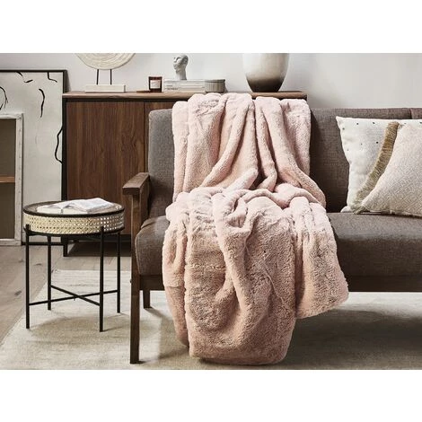 BELIANI Couverture En Polyester Rose 200x150cm - Rose 4 BELIANI Couverture En Polyester Rose 200x150cm - Rose – Image 2