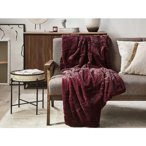 BELIANI Couverture En Polyester Rouge 200x150cm - Rouge 4 BELIANI Couverture En Polyester Rouge 200x150cm - Rouge – Image 2