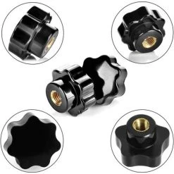 BRIDAY 10 Pcs Plastique Noir En Forme D'étoile Tête M8 Filetage Femelle De Serrage En Forme De Bouton De Poignée De Poignée De Main Poignée De Poignée Pour Machine Outil -Plaid et couverture Soldes 28492568 3