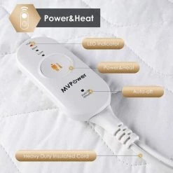 MVPower Sous-couverture Chauffante, 150 X 80 Cm, Couverture électrique Pour Lit Avec Protection D'arrêt Automatique Et De Surchauffe, Sous-couverture Chauffante Avec 3 Niveaux De Température, Chauffe-matelas Pour Tous Les Matelas Standard, Lavable, Blanc -Plaid et couverture Soldes 28506036 2