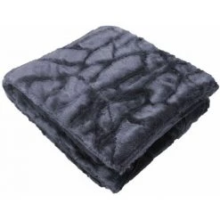 DOUCEUR D INTERIEUR Plaid Imitation Fourrure Ecaille - 125 X 150 Cm - 125 X 150 - Bleu Foncé