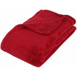 ATMOSPHERA Plaid En Microfibre - 125 X 150 Cm - 125 X 150 - Rouge
