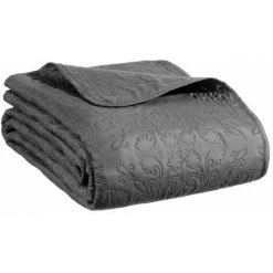 ATMOSPHERA Dessus De Lit Et 2 Taies Arabesque - 260 X 240 Cm - 240 X 260 - Gris Foncé -Plaid et couverture Soldes 28772150 3