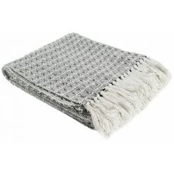 THE HOME DECO FACTORY Plaid à Franges Pointillé Ethnique - 150 X 120 Cm - 125 X 150 - Noir