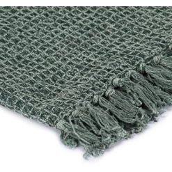 ASUPERMALL Couverture En Coton 125 X 150 Cm Vert Fonce -Plaid et couverture Soldes 29104369 3