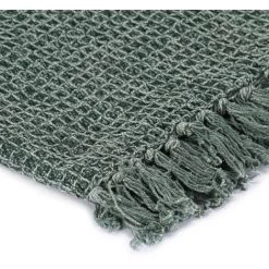 ASUPERMALL Couverture Coton 160 X 210 Cm Vert Fonce -Plaid et couverture Soldes 29104370 4