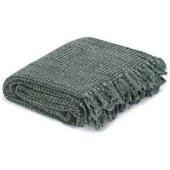 ASUPERMALL Couverture En Coton 220 X 250 Cm Vert Fonce -Plaid et couverture Soldes 29104371 5