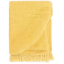 ASUPERMALL Couverture En Coton 160 X 210 Cm Jaune Moutarde