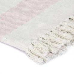 ASUPERMALL Couverture Coton Rayures 125 X 150 Cm Vieux Rose -Plaid et couverture Soldes 29104431 4