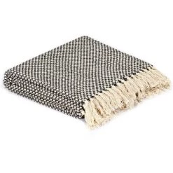 ASUPERMALL Couverture En Coton 220 X 250 Cm Anthracite -Plaid et couverture Soldes 29104439 3