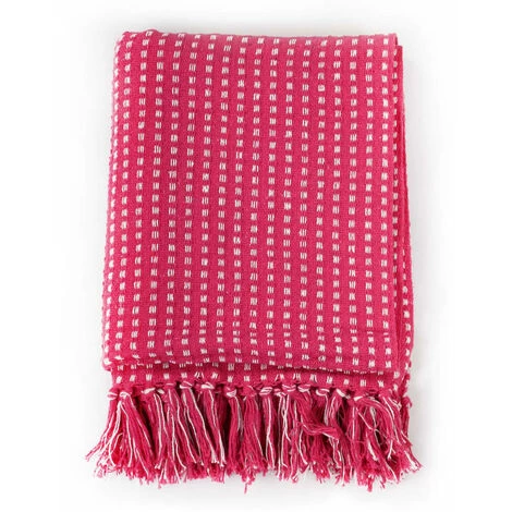 TRUE DEAL Couverture Coton à Carrés 220 X 250 Cm Rose 4 TRUE DEAL Couverture Coton à Carrés 220 X 250 Cm Rose – Image 2