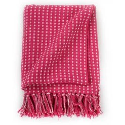 TRUE DEAL Couverture Coton à Carrés 220 X 250 Cm Rose 9 TRUE DEAL Couverture Coton à Carrés 220 X 250 Cm Rose -Plaid et couverture Soldes 29109691 3