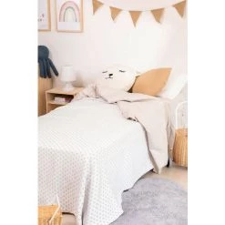Couvre-lit En Coton (180x260 Cm) Kimba SKLUM Polyèster - Coton - Beige Crème