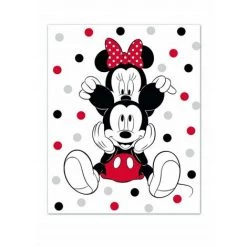 AYMAX Plaid Polaire Mickey Et Minnie Pois Noir Rouge Et Gris 100x140cm - Multicolor