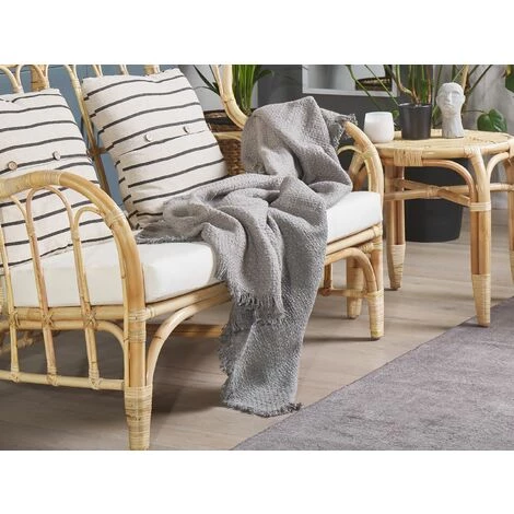 BELIANI Couverture En Coton Gris 160x124cm - Gris 4 BELIANI Couverture En Coton Gris 160x124cm - Gris – Image 2