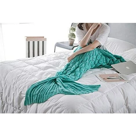 LangRay Couverture Queue Sirène Adulte, Couverture Sirène Sac De Couchage Idées Cadeaux Personnalisées Pour Anniversaire La Saint Valentin Femme Filles, Motif Poisson-échelle, 195 X 90 Cm (Vert) 5 LangRay Couverture Queue Sirène Adulte, Couverture Sirène Sac De Couchage Idées Cadeaux Personnalisées Pour Anniversaire La Saint Valentin Femme Filles, Motif Poisson-échelle, 195 X 90 Cm (Vert) – Image 3