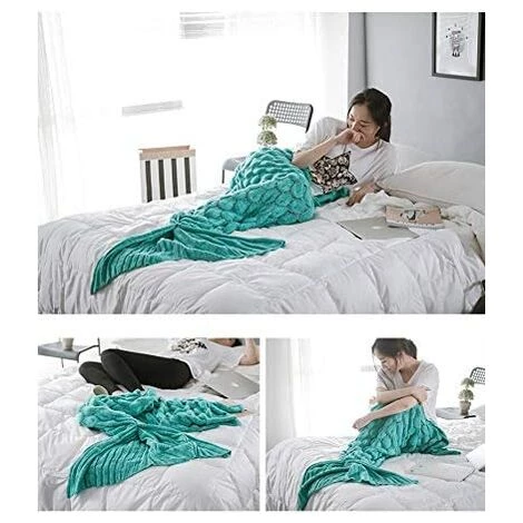 LangRay Couverture Queue Sirène Adulte, Couverture Sirène Sac De Couchage Idées Cadeaux Personnalisées Pour Anniversaire La Saint Valentin Femme Filles, Motif Poisson-échelle, 195 X 90 Cm (Vert) 7 LangRay Couverture Queue Sirène Adulte, Couverture Sirène Sac De Couchage Idées Cadeaux Personnalisées Pour Anniversaire La Saint Valentin Femme Filles, Motif Poisson-échelle, 195 X 90 Cm (Vert) – Image 5