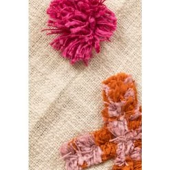 Couverture Plaid En Coton Pom SKLUM Coton - Beige Lin -Plaid et couverture Soldes 29816348 5