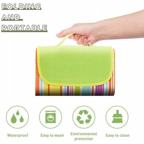 Perle Rare Couverture De Pique-nique, Couverture Pique-nique Picnic Plaid Imperméable,imperméable, Convient Au Camping, à La Plage, Au Jardin, Au Parc, Au Barbecue, à La Randonnée, Aux Voyages, 195 X 200 Cm 4 Perle Rare Couverture De Pique-nique, Couverture Pique-nique Picnic Plaid Imperméable,imperméable, Convient Au Camping, à La Plage, Au Jardin, Au Parc, Au Barbecue, à La Randonnée, Aux Voyages, 195 X 200 Cm – Image 2