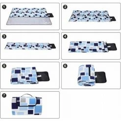 Perle Rare Couverture De Pique-nique, Tapis De Pique-nique Pliable, Imperméable, Portable Et Lavable, Convient Au Camping, à La Plage, Au Jardin, Au Parc, Au Barbecue, à La Randonnée, Aux Voyages, 200 X 200 Cm -Plaid et couverture Soldes 29865116 3