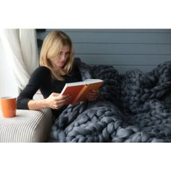 Perle Rare 80 * 100cm Couverture Tricotée Couverture Tissée à La Main Couverture Tissée épaisse Couverture De Laine épaisse (gris Foncé