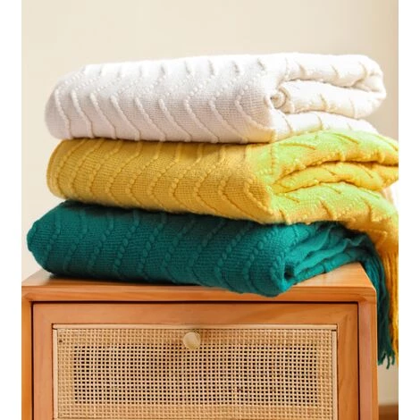 Perle Rare Couverture De Canapé Couverture épaississante Couverture De Pompon Tricotée Couverture De Bureau De Climatisation Couverture D'extrémité De Lit Couverture De Sieste (beige 6 Perle Rare Couverture De Canapé Couverture épaississante Couverture De Pompon Tricotée Couverture De Bureau De Climatisation Couverture D'extrémité De Lit Couverture De Sieste (beige – Image 4