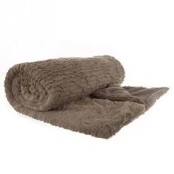 Grand Plaid Imitation Fourrure Taupe, 180 X L230 Cm -PEGANE-