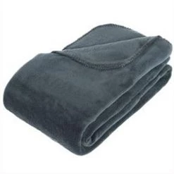 Plaid Polaire En Microfibre Couleur Orage, 180 X 230 Cm -PEGANE-