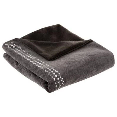 Plaid En Polyester De Couleur Gris, 120 X148 Cm -PEGANE- 3 Plaid En Polyester De Couleur Gris, 120 X148 Cm -PEGANE-