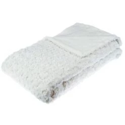 Plaid Imitation Fourrure Bouclée En Ecru, L.230 X L.180 Cm -PEGANE-