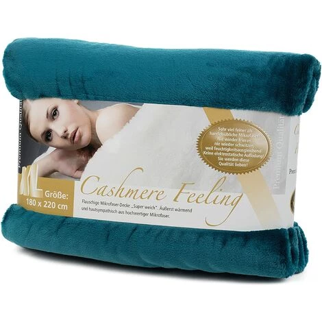 GÖZZE Gözze Cashmere Feeling Couverture, Polyester, Pétrole, 180 X 220 Cm 5 GÖZZE Gözze Cashmere Feeling Couverture, Polyester, Pétrole, 180 X 220 Cm – Image 3