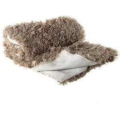 Plaid Imitation Fourrure Poil Long Taupe, 120 X L160 Cm -PEGANE-