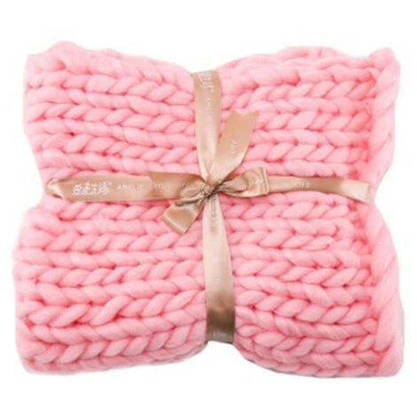 Betterlife Couverture De 80 * 100cm Couverture à Carreaux Couverture De Laine Tricotée à La Main Rose== 4 Betterlife Couverture De 80 * 100cm Couverture à Carreaux Couverture De Laine Tricotée à La Main Rose== – Image 2