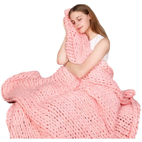 Betterlife Couverture De 80 * 100cm Couverture à Carreaux Couverture De Laine Tricotée à La Main Rose== 5 Betterlife Couverture De 80 * 100cm Couverture à Carreaux Couverture De Laine Tricotée à La Main Rose== – Image 3