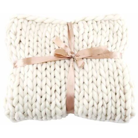 Betterlife Couverture 80 * 100cm Couverture à Carreaux Couverture En Laine Tricotée à La Main Blanc== 4 Betterlife Couverture 80 * 100cm Couverture à Carreaux Couverture En Laine Tricotée à La Main Blanc== – Image 2