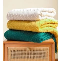 Betterlife Couverture De Canapé Couverture épaississante Couverture De Pompon Tricotée Couverture De Bureau De Climatisation Couverture D'extrémité De Lit Couverture De Sieste (bleu= -Plaid et couverture Soldes 30051931 4