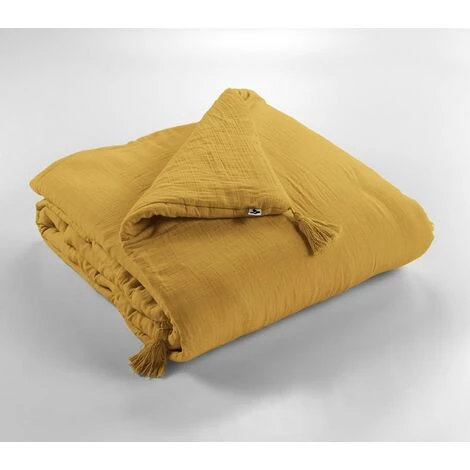 ACTOME Édredon 150x150 Cm Gaze De Coton Safran - Jaune 3 ACTOME Édredon 150x150 Cm Gaze De Coton Safran - Jaune