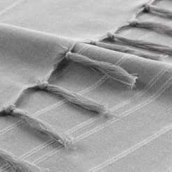 CDAFFAIRES Lot De 2 Jetés De Canapé A Franges 220 X 240 Cm Coton Tissé Lilia Gris - Gris 8 CDAFFAIRES Lot De 2 Jetés De Canapé A Franges 220 X 240 Cm Coton Tissé Lilia Gris - Gris -Plaid et couverture Soldes 30969003 3