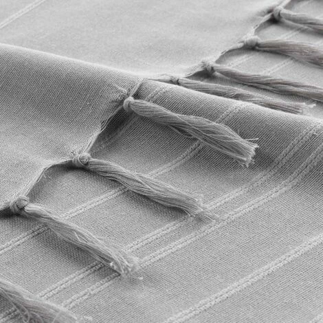 CDAFFAIRES Lot De 2 Jetés De Canapé A Franges 220 X 240 Cm Coton Tissé Lilia Gris - Gris 5 CDAFFAIRES Lot De 2 Jetés De Canapé A Franges 220 X 240 Cm Coton Tissé Lilia Gris - Gris – Image 3