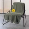 CDAFFAIRES Lot De 2 Jetés De Canapé A Franges 220 X 240 Cm Coton Tissé Lilia Kaki - Kaki -Plaid et couverture Soldes 30969008 1